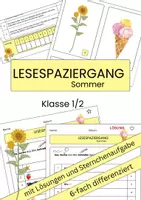Vorschau - Arbeitsblätter - Lesespaziergang Sommer Klasse 1 und 2 - Deckblatt