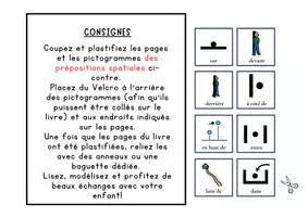 Aperçu - Apprentissages en autonomie - Livre Adapté en CAA, Les prépositions spatiales - Page 1