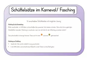 Vorschau - Arbeitsblätter - Fasching / Karneval Schüttelsätze Kartei (differenziert + Lösung) - Seite 1