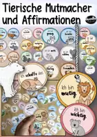 Vorschau - Mal- und Bastelvorlagen - Tierische Mutmacher / Affirmationen (Schulzeit & Schulstart) Klassenzimmer - Deckblatt