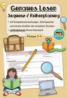 Vorschau - Lehrpläne/Lehrermaterial - Sequenzplanung/ Reihenplanung: genaues Lesen (Klasse 3-4) - Deckblatt
