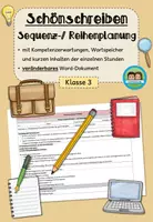 Vorschau - Lehrpläne/Lehrermaterial - Sequenzplanung/ Reihenplanung: Schönschreiben (Klasse 3) - Deckblatt