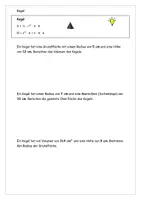 Vorschau - Arbeitsblätter - Der Kegel Volumen und Oberfläche mit Lösung - Seite 1