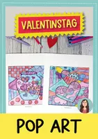 Vorschau - Mal- und Bastelvorlagen - Valentinstag Pop Art; Ausmalbilder - Deckblatt