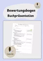 Vorschau - Klassenarbeiten - Bewertungsbogen zu einer Buchvorstellung (Präsentation) - Deckblatt