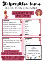 Vorschau - Arbeitsblätter - Leseband: Stolpersätze Dinos mit interaktivem Quiz - Deckblatt