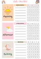 Aperçu - Feuilles d'exercices - Kids Daily School Checklist Schedule - Printable (A4) - Page 1