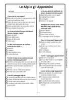 anteprima - Compiti in classe/Test - GEOGRAFIA CLASSE QUARTA - verifica Le Alpi e gli Appennini - Pagina 1