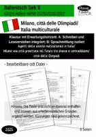 Vorschau - Klassenarbeiten - Italienisch Klausur GK(n) Q2 NRW ABI 2025/2026 Sprachmittlung und Schreiben / Milano / città delle Olimpiadi / società multiculturale - Deckblatt