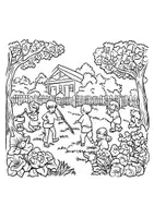 Vorschau - Arbeitsblätter - Ausmalbild Ferien Kinder im Garten Fensterbilder Mandala Bilder ausmalen - Seite 3