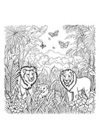 Vorschau - Arbeitsblätter - Ausmalbild Afrika Dschungel Urwald Fensterbilder Mandala Bilder ausmalen - Seite 2