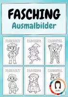 Vorschau - Mal- und Bastelvorlagen - 21 Ausmalbilder: Fasching, Karneval, Fasnacht, Kostüme - Deckblatt