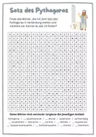 Vorschau - Arbeitsblätter - Satz des Pythagoras - Suchsel - Wortsuchrätsel DAF/DAZ - Seite 1