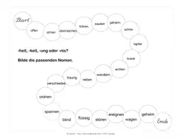 Vorschau - Spiele - Nomen mit Endung -heit, -keit, -ung, -nis Würfelspiel - Seite 1
