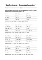 Vorschau - Arbeitsblätter - Kopfrechnen Grundrechenarten (incl. Lösungen) - Seite 1