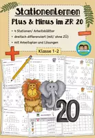 Vorschau - Arbeitsblätter - Plus und Minus im Zahlenraum 20 - Stationenlernen/ Übungsheft (Klasse 1-2) - Deckblatt