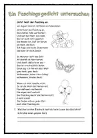 Vorschau - Stundenentwürfe - Gedicht zu Karneval: "Jetzt hebt der Fasching an" - Karnevalsgedicht/ Faschingsgedicht - August Heinrich Hoffmann von Fallersleben - Seite 1