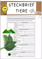 Vorschau - Arbeitsblätter - Steckbrief Tiere - Deckblatt