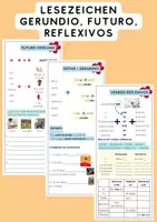 Vorschau - Arbeitsblätter - Lesezeichen verbos reflexivos, estar+ gerundio, futuro - Deckblatt