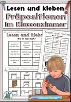 Vorschau - Arbeitsblätter - Lesen und kleben - Präpositionen "Im Klassenzimmer" DaZ / DaF / Deutsch - Deckblatt