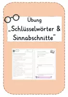 Vorschau - Arbeitsblätter - Übung: Sinnabschnitte & Schlüsselwörter - Deckblatt