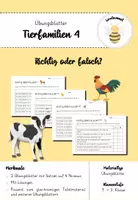 Vorschau - Arbeitsblätter - Übungsblatt Tierfamilien 4 - richtig oder falsch?! - mit Lösungen! - Deckblatt