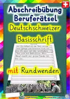 Vorschau - Arbeitsblätter - Beruferätsel Abschreibübung in Deutschschweizer Basisschrift mit Rundwenden in 2 Lineaturen - Deckblatt