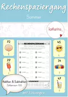 Vorschau - Arbeitsblätter - Rechenspaziergang: Sommer (Zahlenraum 100) - Deckblatt