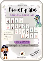 Vorschau - Anderer Materialtyp - Feriengrüße Fasching/Karneval -Kaffeeschnute & Juli gold - Deckblatt