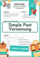 Vorschau - Arbeitsblätter - Simple Past: Verneinung mit Wortfeld School & Friends - Deckblatt