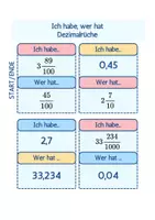 Vorschau - Spiele - Spiel - Ich habe, wer hat...? Dezimalbrüche - Seite 1