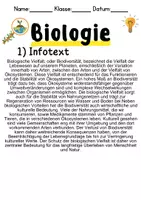 Vorschau - Unterrichtsreihen - Biologische Vielfalt und ihre Bedeutung Informationen und Arbeitsblätter - Seite 1