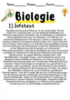 Vorschau - Unterrichtsreihen - Resistenzzüchtung bei Pflanzen Informationen und Arbeitsblätter - Seite 1