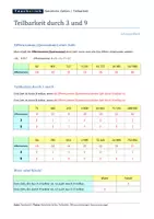 Vorschau - Arbeitsblätter - Ziffernsummen- / Quersummenregeln (Teilbarkeit durch 3 und 9) - Seite 2