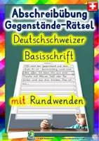 Vorschau - Unterrichtsreihen - Abschreibübung Alltagsgegenstände - Rätsel in Deutschschweizer Basisschrift mit Rundwenden in Lineatur 2 und 4 - Deckblatt