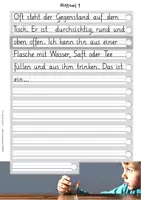 Vorschau - Unterrichtsreihen - Abschreibübung Alltagsgegenstände - Rätsel in Deutschschweizer Basisschrift mit Rundwenden in Lineatur 2 und 4 - Seite 2