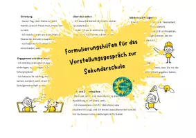 Vorschau - Anderer Materialtyp - Formulierungshilfen für das Vorstellungsgespräch zur Sekundarschule - Deckblatt