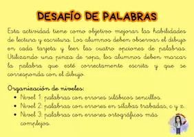 Vista previa - Tarjetas / Manipulativos - Desafío de palabras - página 1