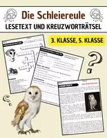 Vorschau - Arbeitsblätter - Die Schleiereule: Leseverständnis und Kreuzworträtsel mit Lösungen - Deckblatt