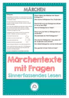 Vorschau - Stundenentwürfe - Märchen. Märchentexte mit Fragen - Deckblatt