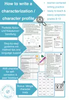 Vorschau - Arbeitsblätter - How to write a characterization / character profile - Deckblatt