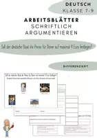 Vorschau - Arbeitsblätter - Arbeitsblätter: Schriftlich Argumentieren - Sollfrage Döner 4€ - Deckblatt