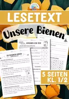 Vorschau - Arbeitsblätter - Lesetext - Unsere Bienen (Klasse 1/2) - Deckblatt