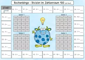 Vorschau - Stationenlernen - Rechenbingos - Division im ZR 100 (ohne & mit Rest) - Seite 2