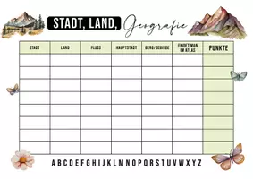 Vorschau - Spiele - Stadt Land Geografie Vorlage Geografie Spiel - Seite 1