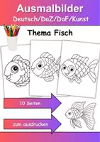 Vorschau - Arbeitsblätter - Ausmalbilder Thema Fische - Grundschule - Bastelvorlagen - Deckblatt