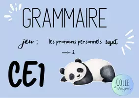 Aperçu - Apprentissages en autonomie - Colle et crayon jeu du panda 2 les pronoms personnels sujet il, elle, ils, elles - Page de couverture