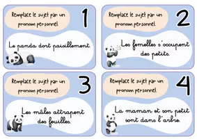 Aperçu - Apprentissages en autonomie - Colle et crayon jeu du panda 2 les pronoms personnels sujet il, elle, ils, elles - Page 2