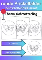 Vorschau - Arbeitsblätter - runde Prickelbilder / Fensterbilder Thema Schmetterlinge - Grundschule - Bastelvorlagen - Deckblatt