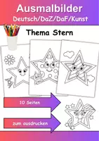 Vorschau - Arbeitsblätter - Ausmalbilder Thema Sterne - Grundschule - Bastelvorlagen - Deckblatt